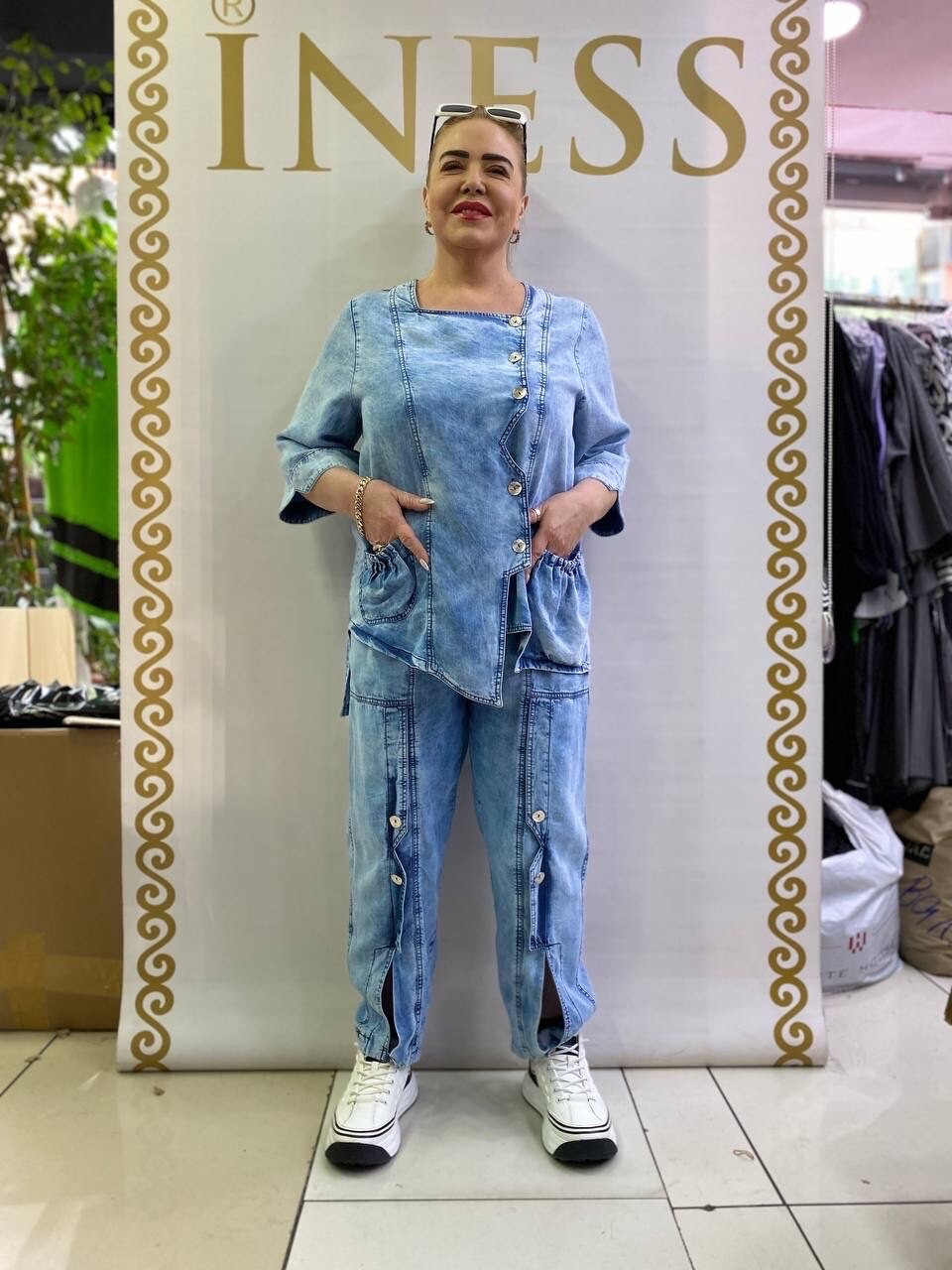 RitaFinks 2 PCs Suit Sz 20/54 Light Denim Look Made In Turkey