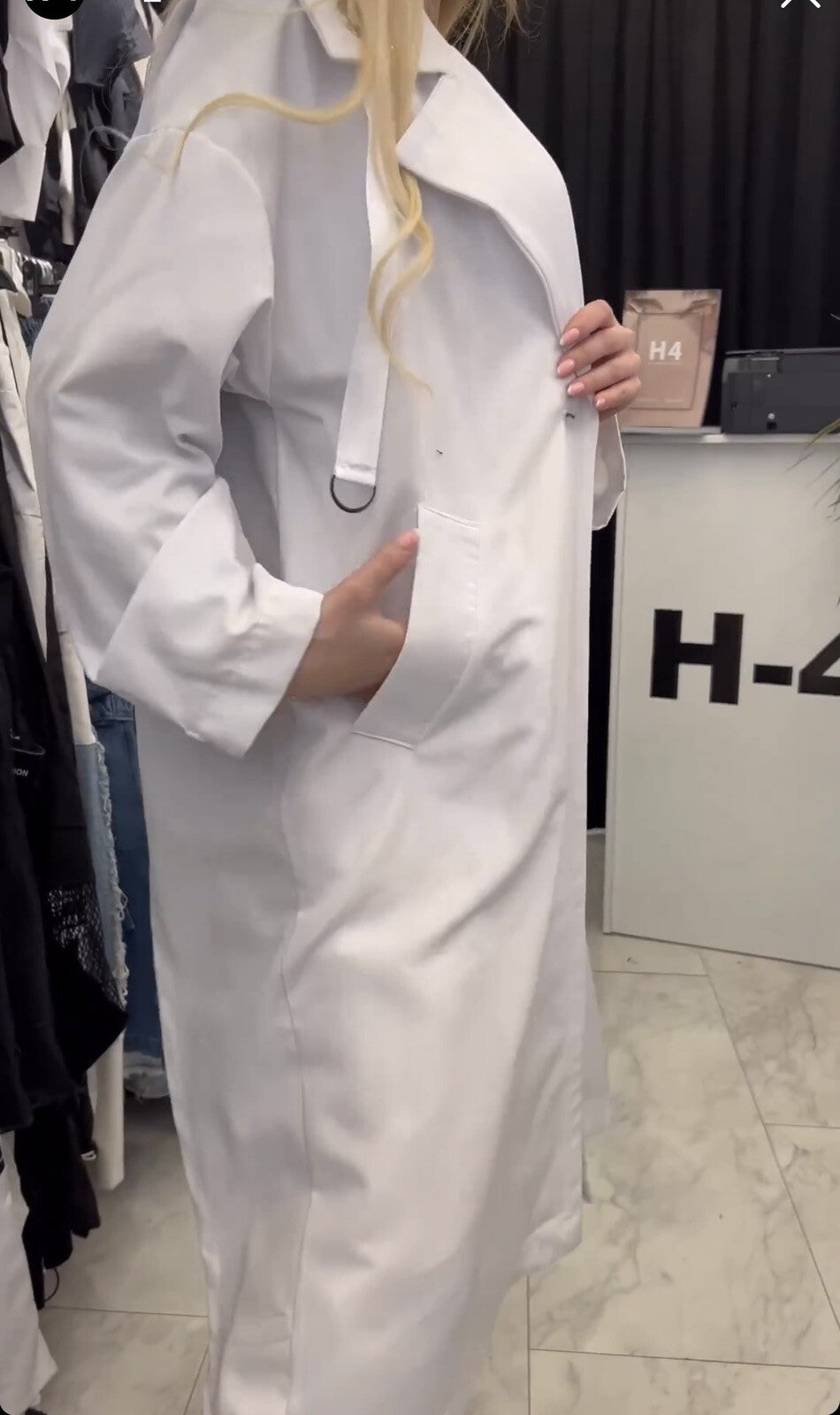 H4 Oversize Jacket Coat Sz 16/38 White Modern Streetwear Made in Turkey
