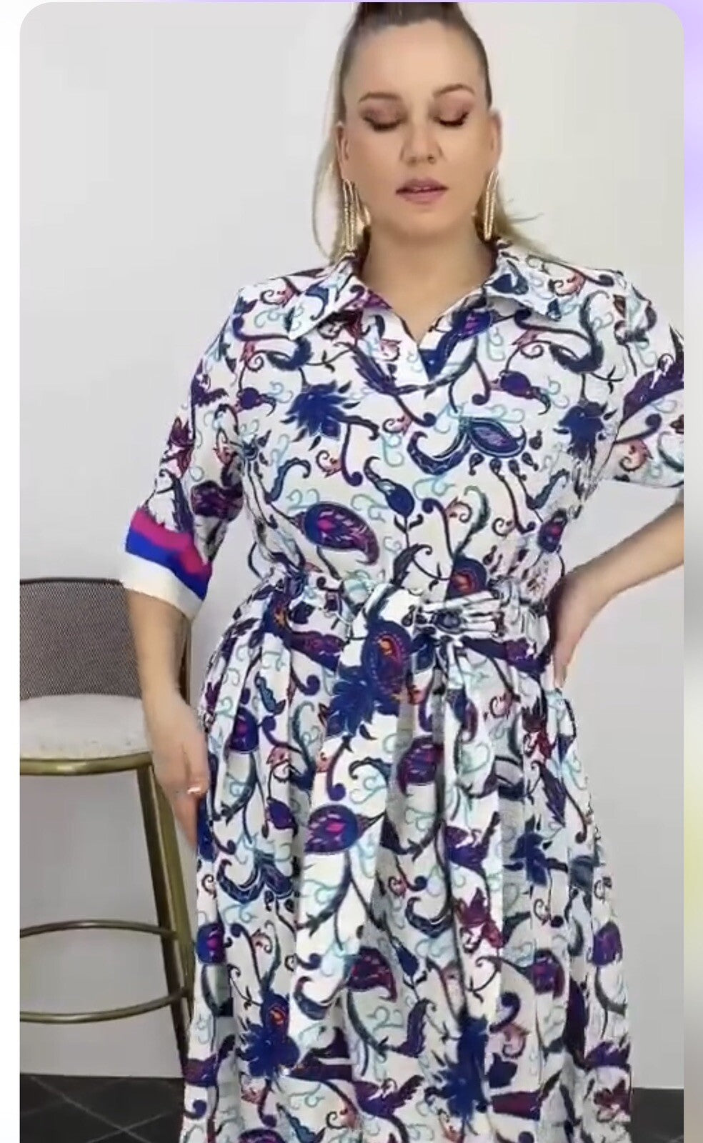 Darkwin Plus Size Boho Maxi Shirt Dress, Sz18/1, Turkish Fashion