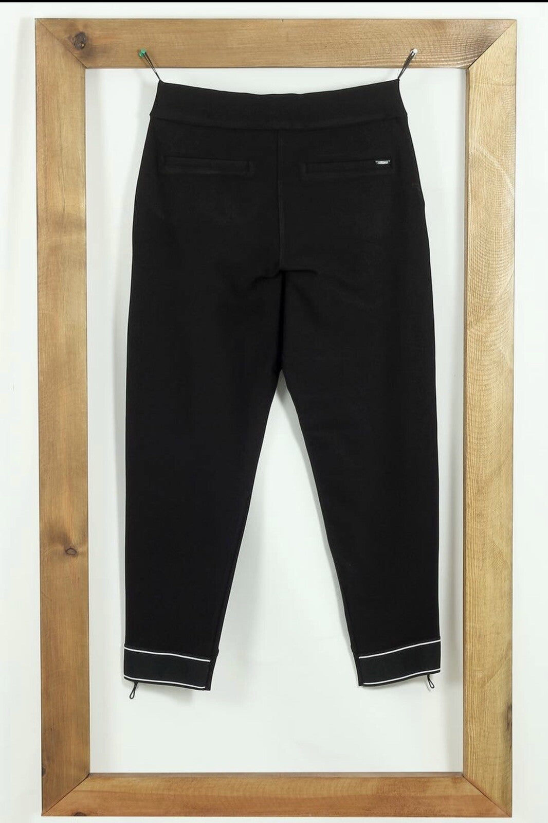Distaff Pants Sz 8/42 Black White Trim Slim Fit Jogger Made In Turkey