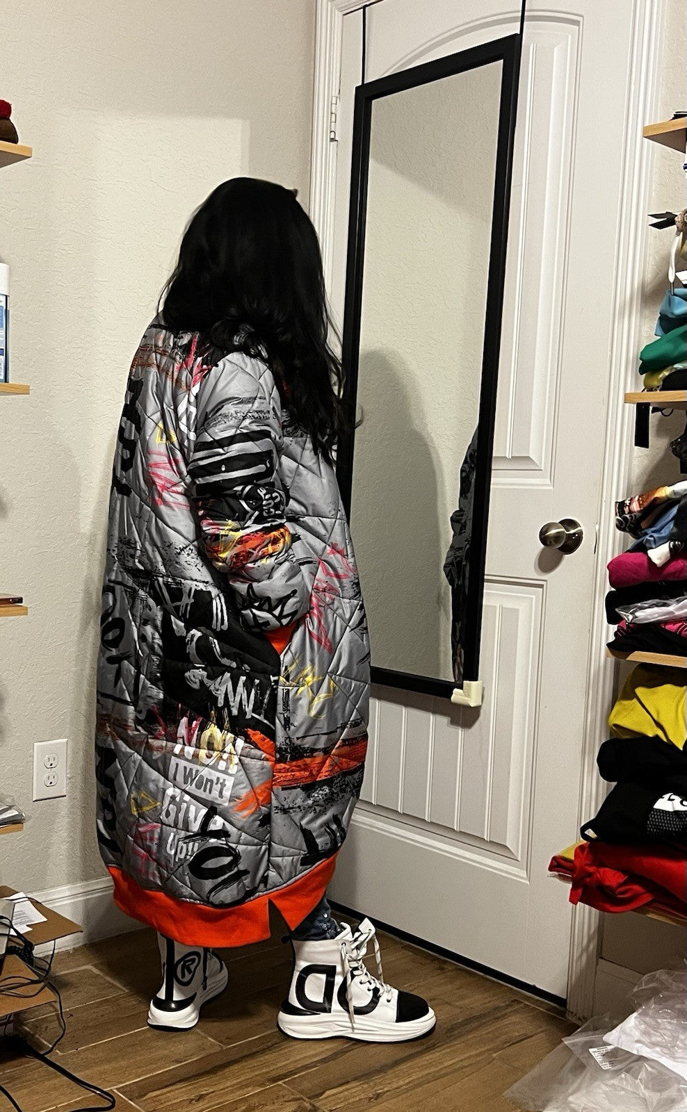Edgy Punk Queen Coat XL Quilted Streetwear Made in Turkey