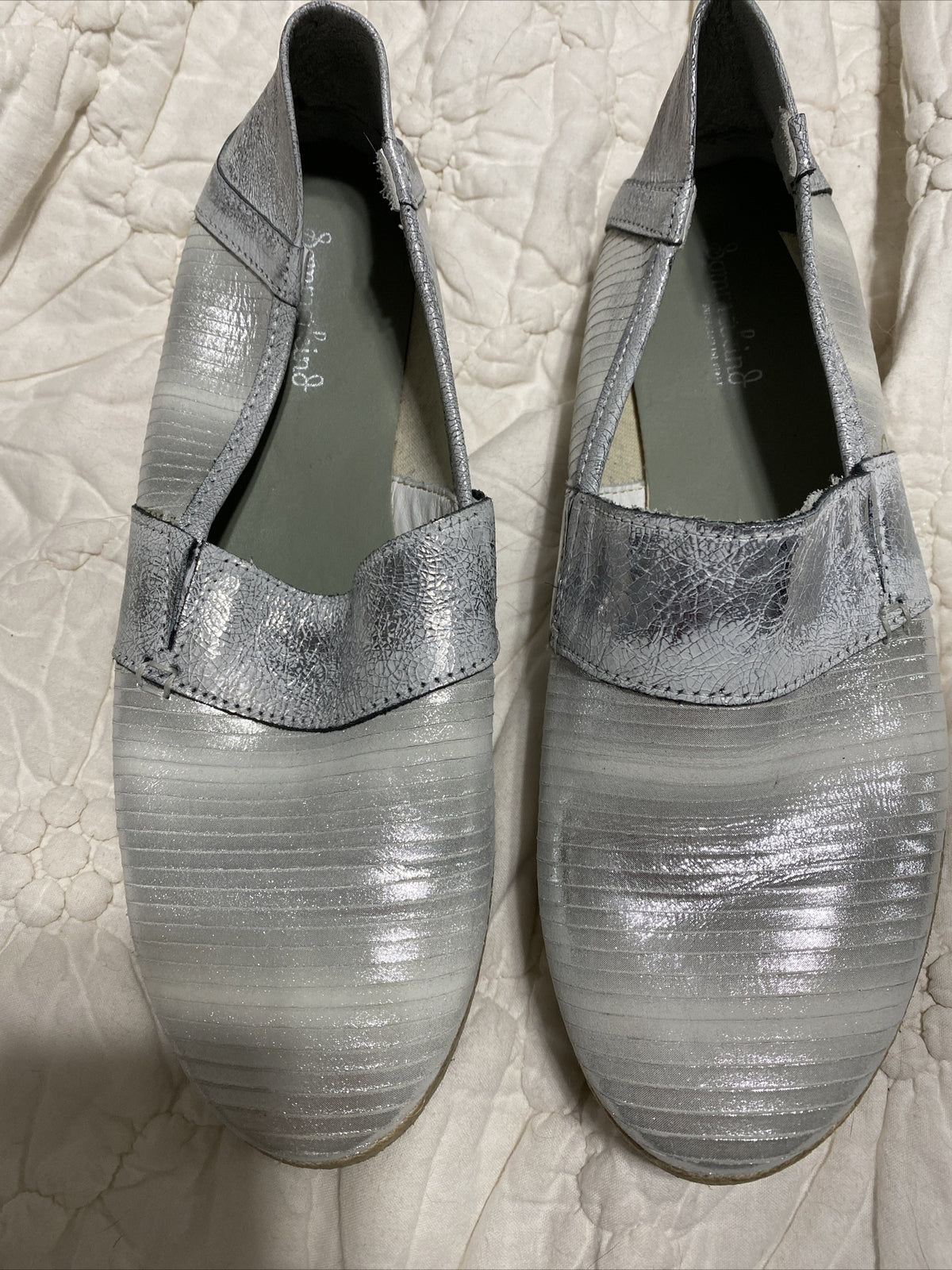 Sommerkind Silver New Leather Loafers, Sz 8.5 (39)