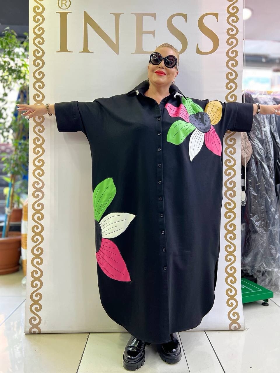 Izar Oversized Floral Button Down Dress Sz 20-24/1 Plus Size Made In Turkey