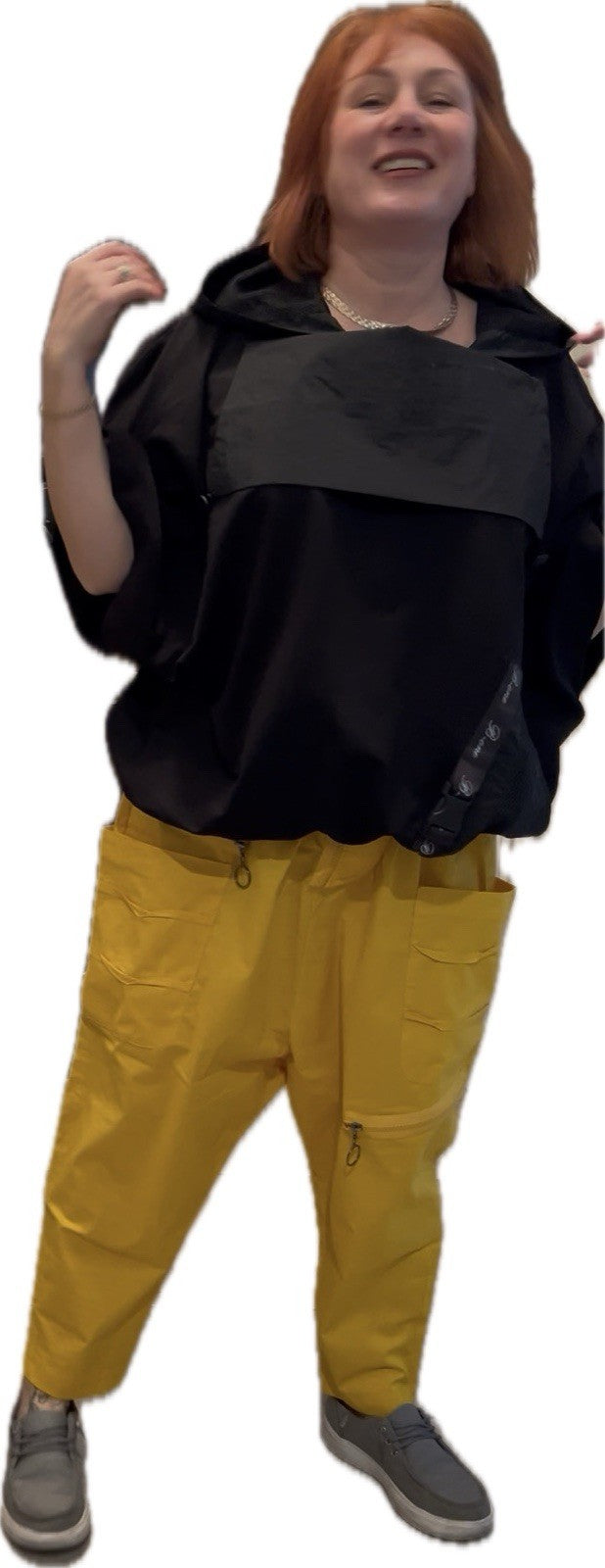 B-One Yellow Harem Pants Sz 16/46 Oversized Drop Crotch Made in Turkey
