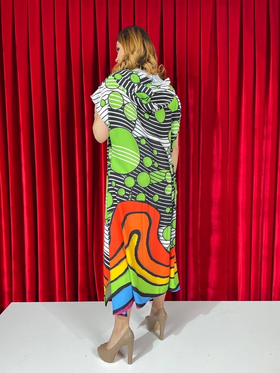 Darkwin Colorful Hooded Oversize Dress Sz 20/3 Made In Turkey