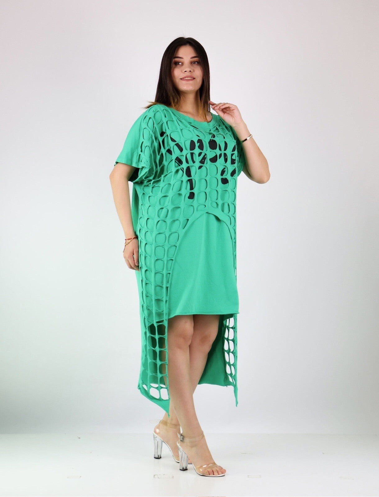 Bukezy Oversized Mesh Layered Dress Sz M Made In Turkey