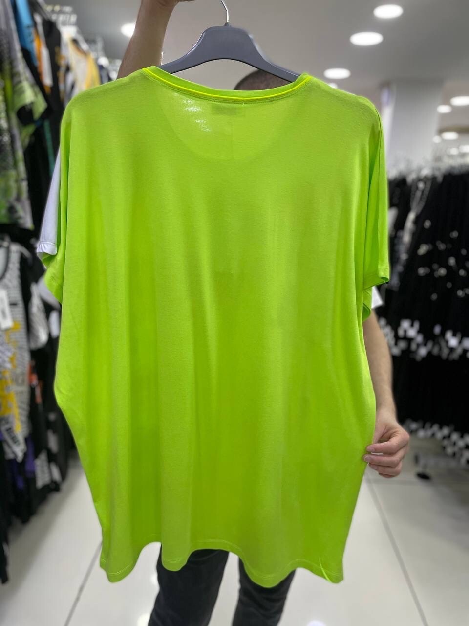 LaVelina Lime Green Graphic Oversized Top Sz 3XL Made In Turkey