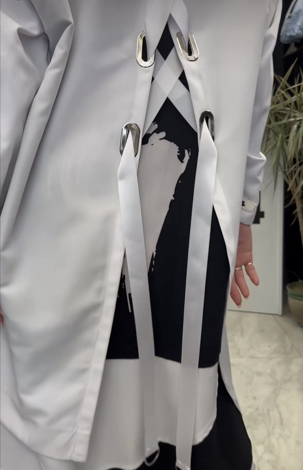 H4 Oversize Jacket Coat Sz 14/36 White Modern Streetwear Made in Turkey