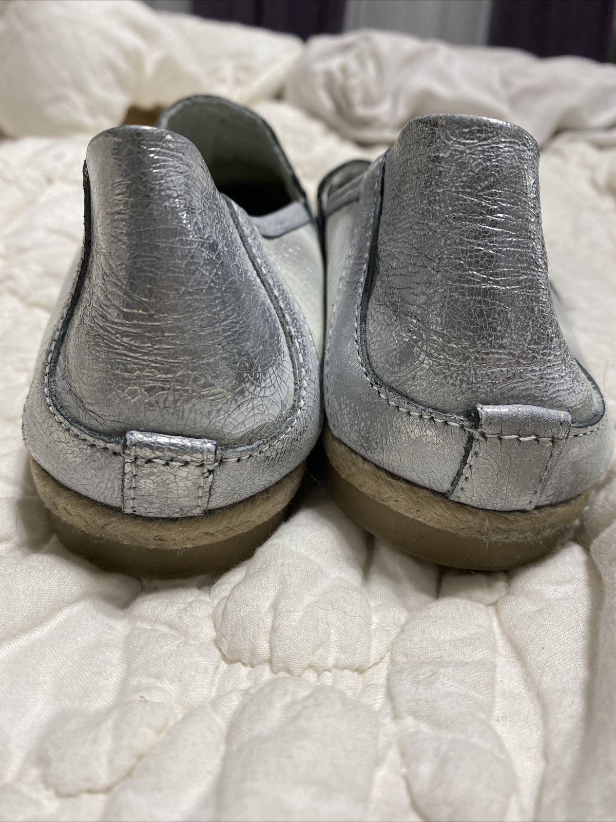 Sommerkind Silver New Leather Loafers, Sz 8.5 (39)