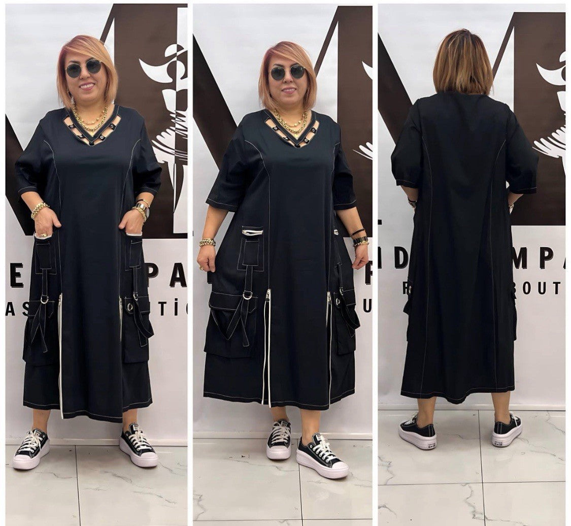 M’De Pompadur Women’s Plus Size Dress 20/2 | Made in Turkey Elegant