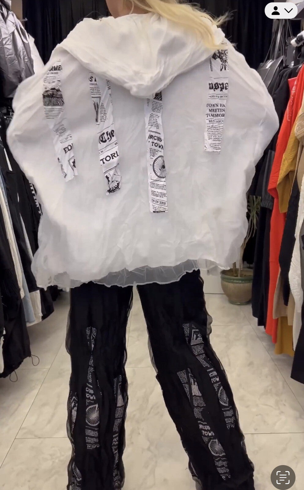 H4 Off White Oversized Jacket, Sz 18/38. Made In Turkey