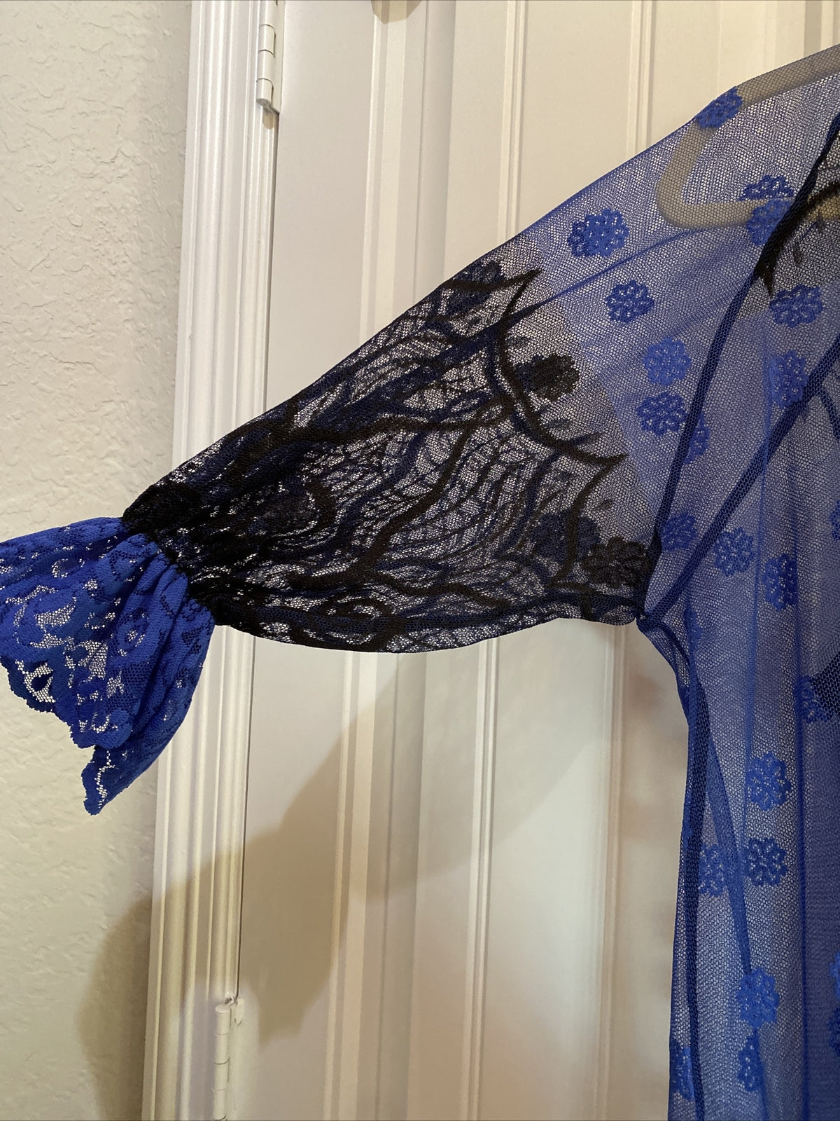 Darkwin Chic Royal Blue Mesh Lace 2 Pcs Dress Sz 18 Made In Turkey