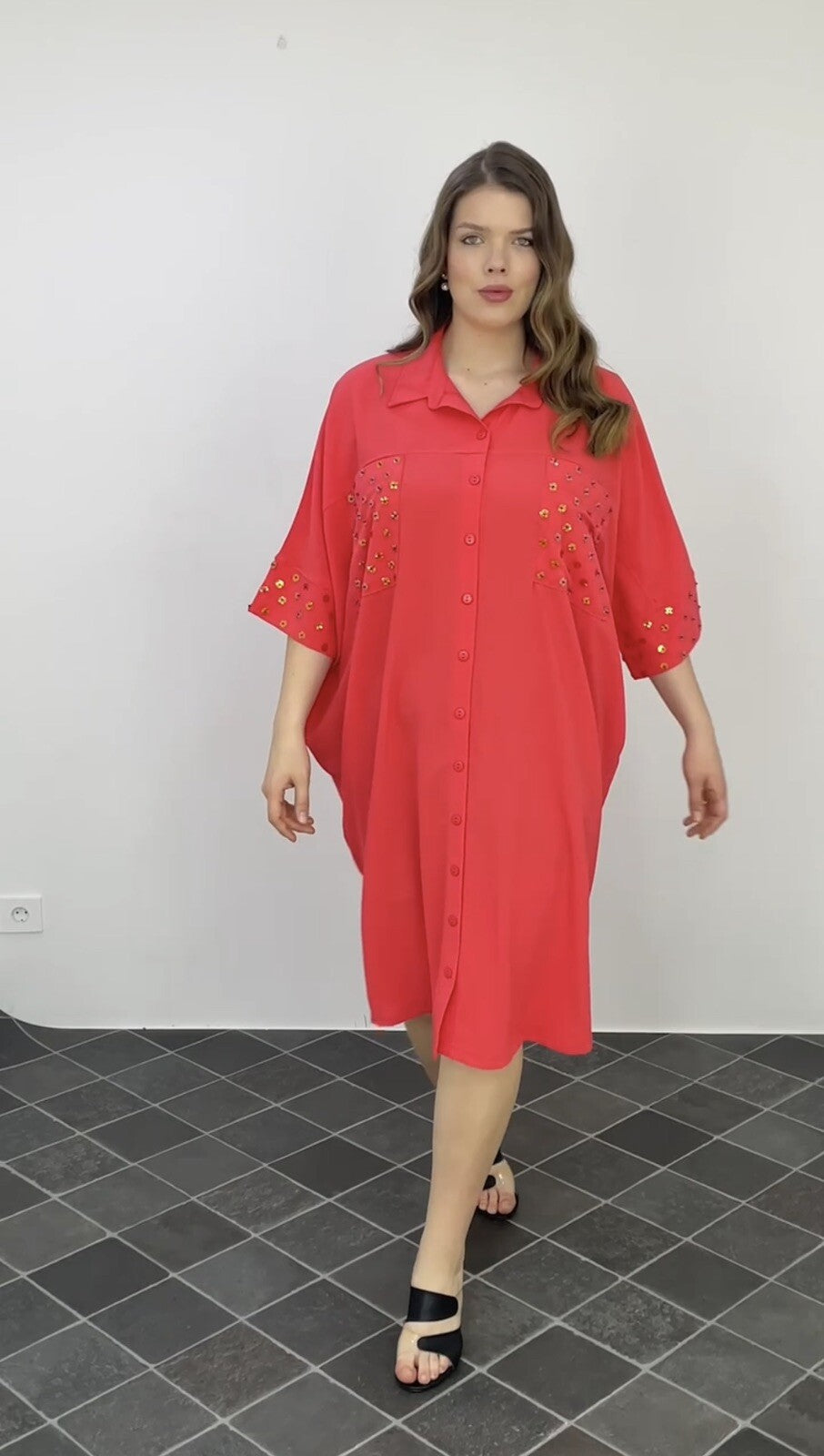 Darkwin Coral Oversized Dress Sz 24/1 Made in Turkey