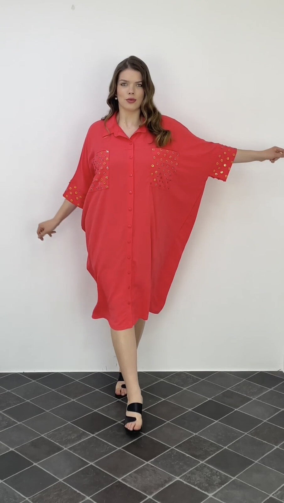 Darkwin Coral Oversized Dress Sz 24/1 Made in Turkey