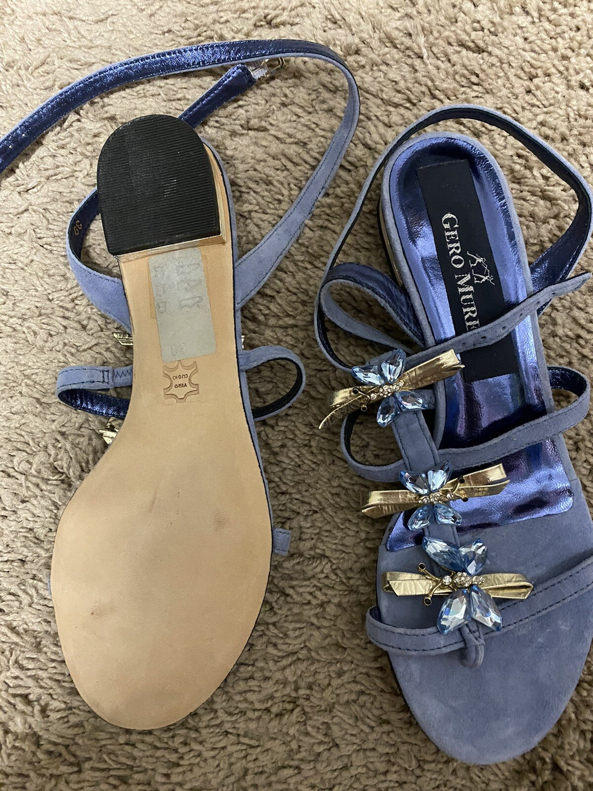 Gero Mure Beautiful Sandals, Sz 39 Made In Italy
