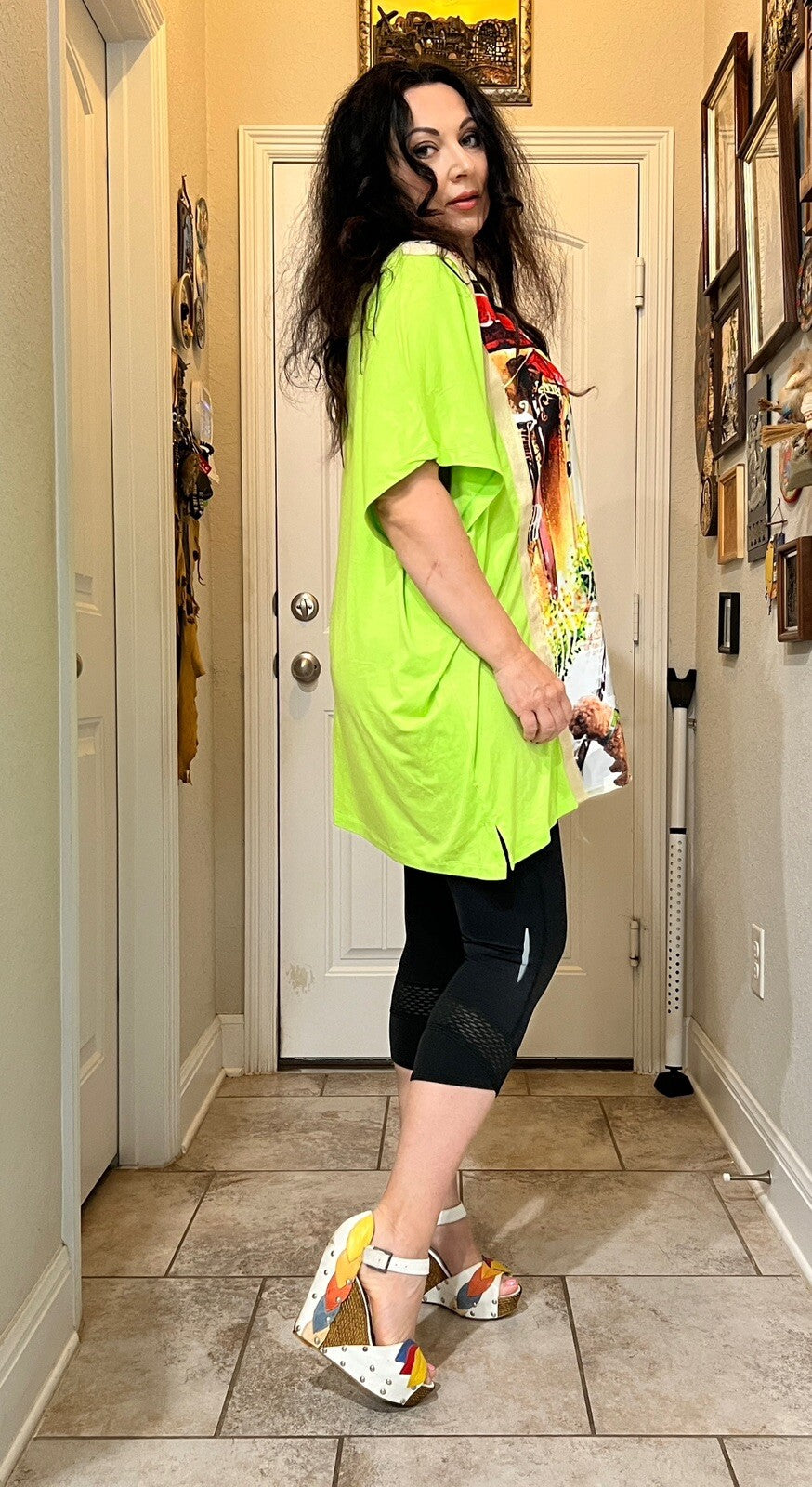 LaVelina Lime Green Graphic Oversized Top Sz 3XL Made In Turkey