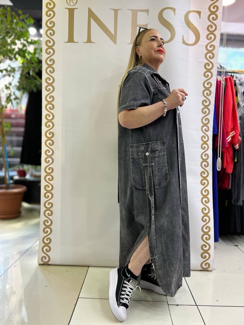 Sales Fashion Plus Size Denim Maxi Dress Sz 18/52 Made in Turkey