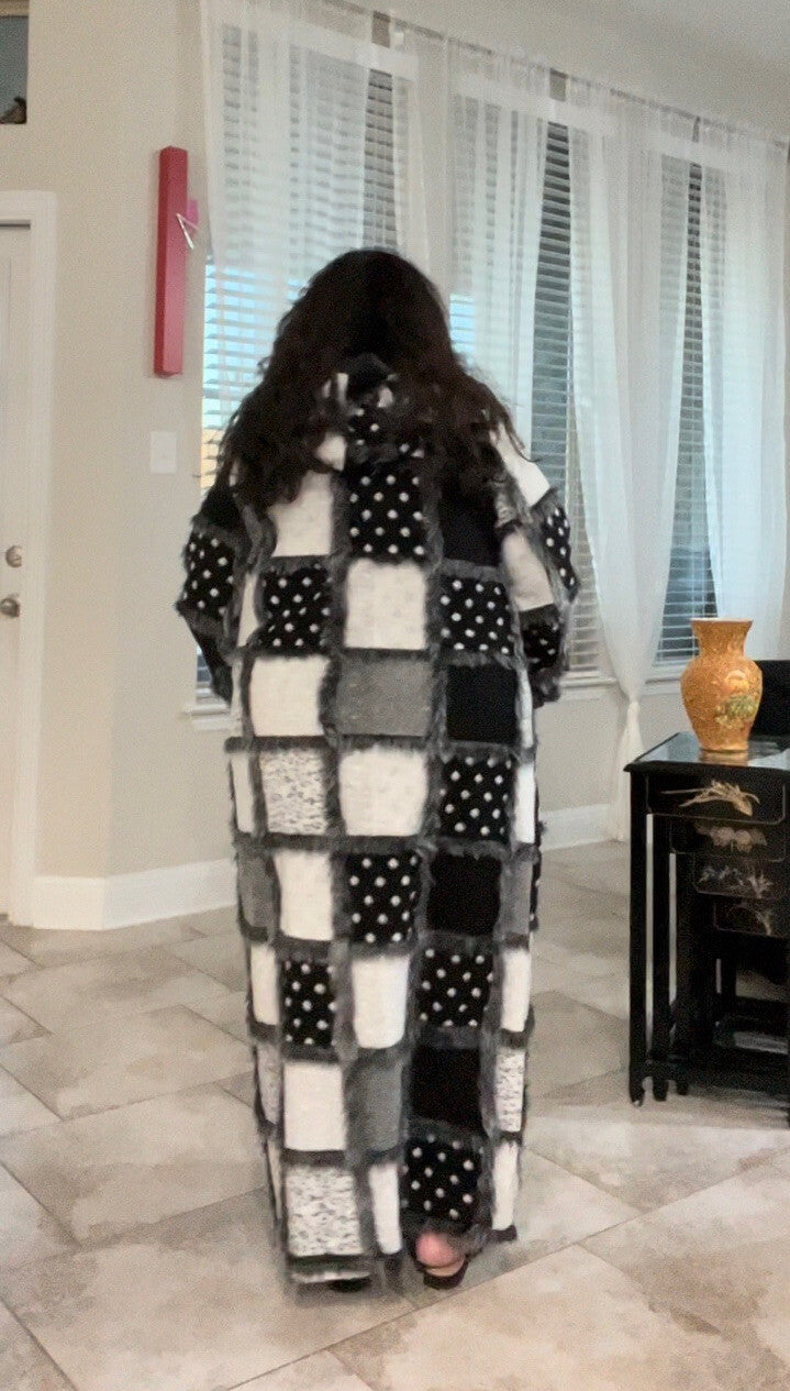 Dorares Patchwork Long Coat Sz 18/1 Made in Turkey – See Description (Flaw)