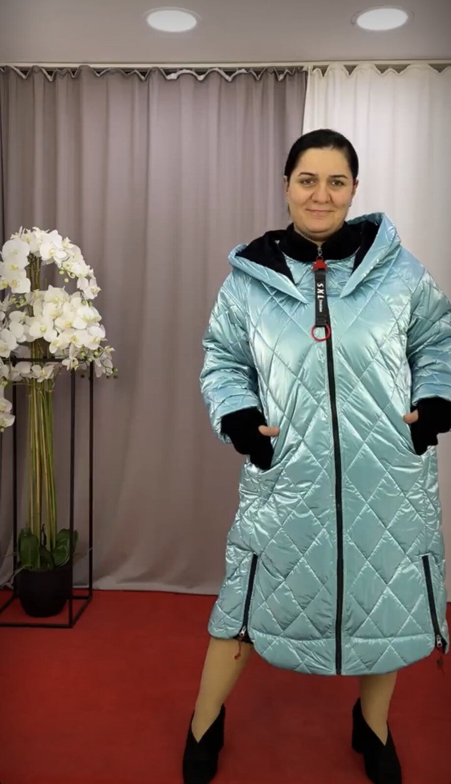 Darkwin Metallic Blue Quilted Coat Sz 18/1 – Turkey Design