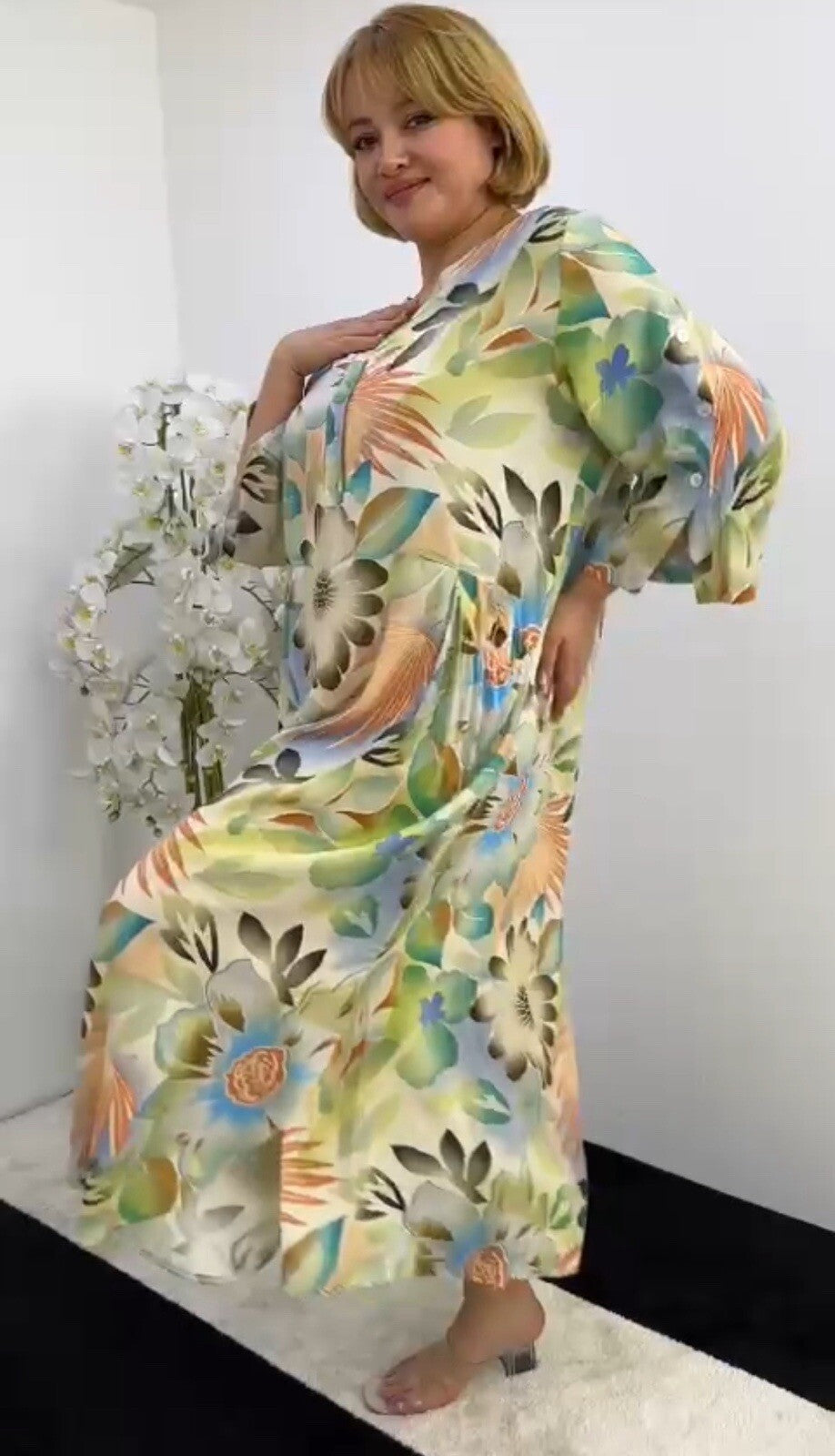 Darkwin Colorful Boho Floral Dress Sz 24/2 Made in Turkey