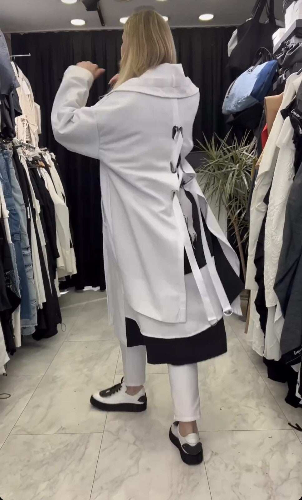 H4 Oversize Jacket Coat Sz 14/36 White Modern Streetwear Made in Turkey