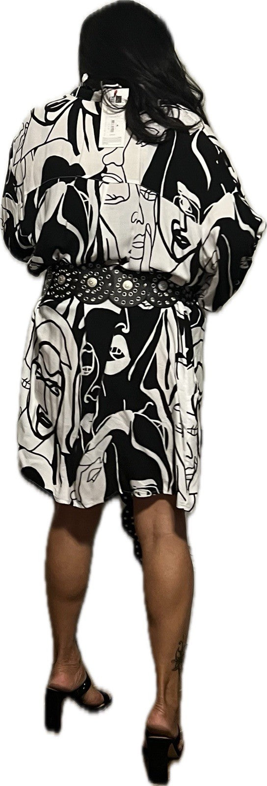 Eseoglu Abstract Face Tunic Dress Sz 22/58 Made in Turkey