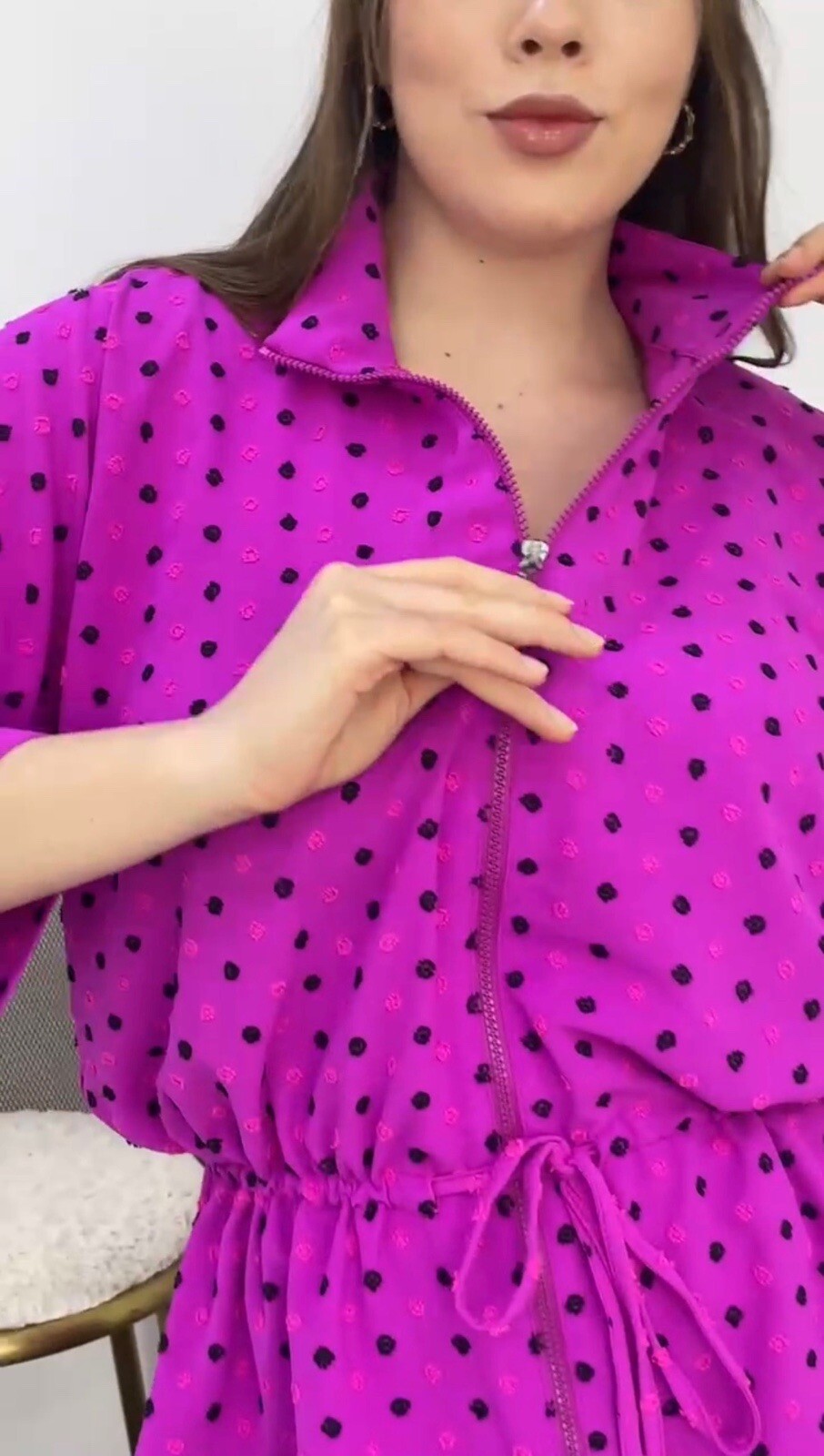 Darkwin 2 PCs Suit, Sz 20, Made In Turkey – Magenta Polka Dot Drawstring Set