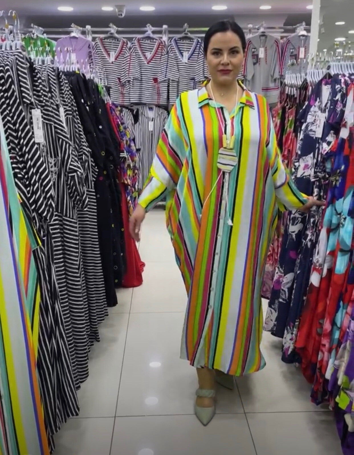 Darkwin Gorgeous Multicolor Striped Maxi Dress Sz 24/2 Made In Turkey