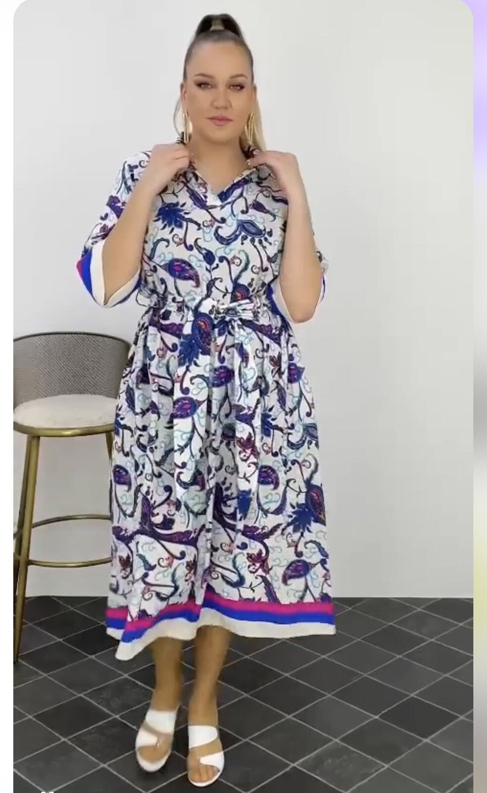 Darkwin Plus Size Boho Maxi Shirt Dress, Sz18/1, Turkish Fashion