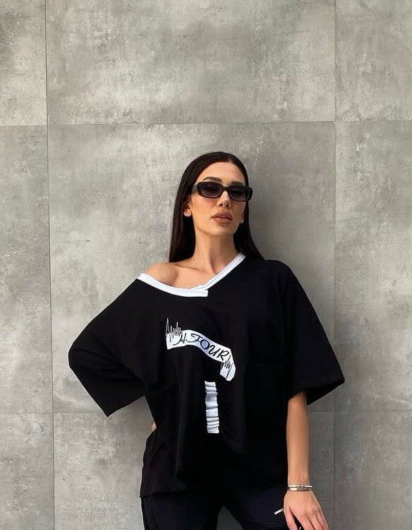 H4 Oversized Graphic Top Sz 16–22/38 Made In Turkey