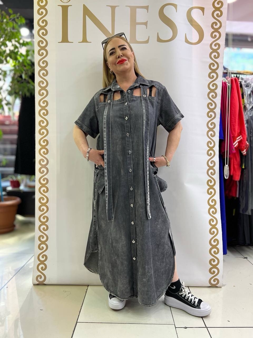 Sales Fashion Plus Size Denim Maxi Dress Sz 18/52 Made in Turkey