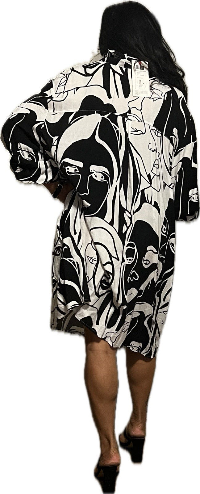Eseoglu Abstract Face Tunic Dress Sz 22/58 Made in Turkey