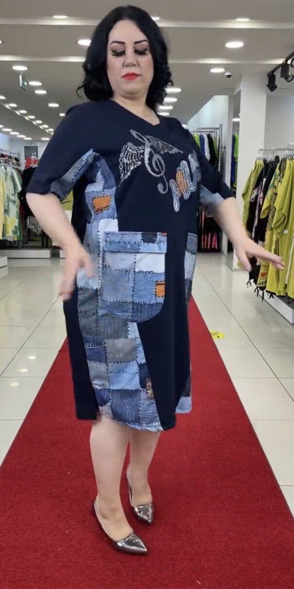✨ LaVelina Music Patchwork Dress – Sz 22 / Made in Turkey