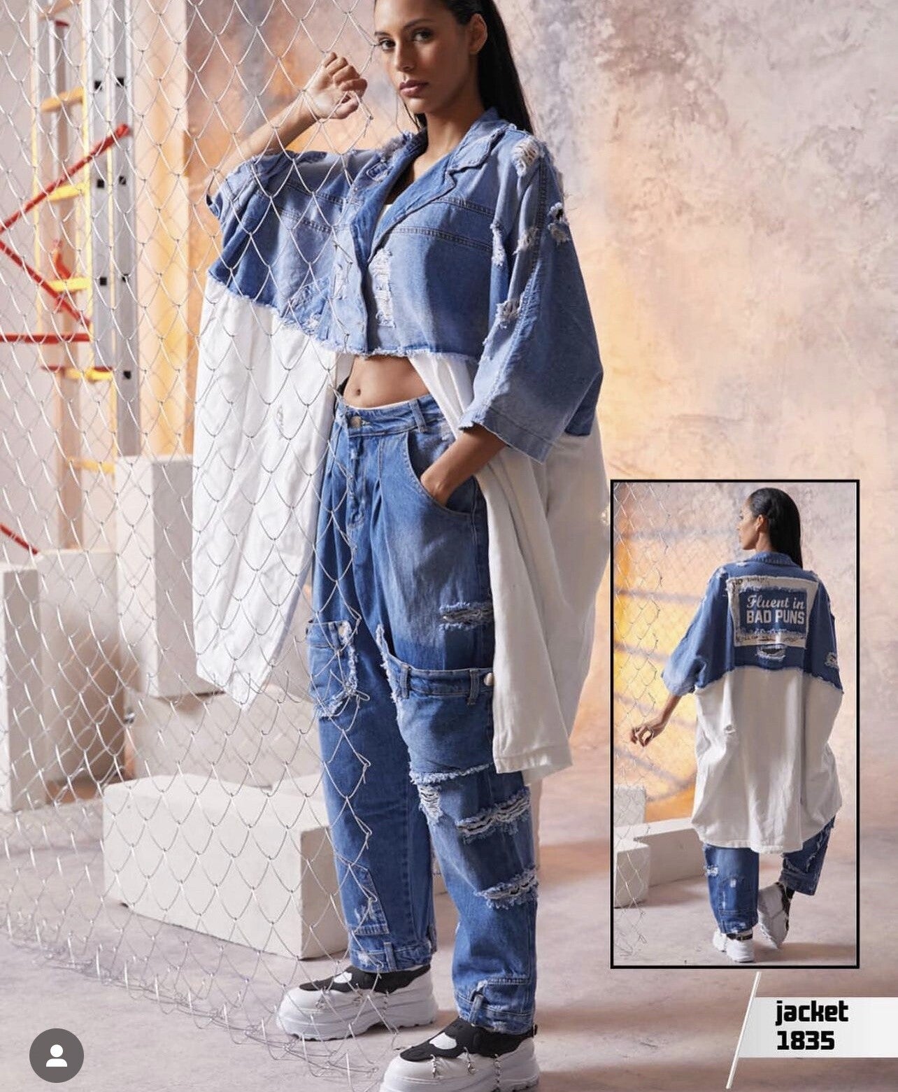 H4 Oversized Jean Jacket, One Size. Made In Turkey