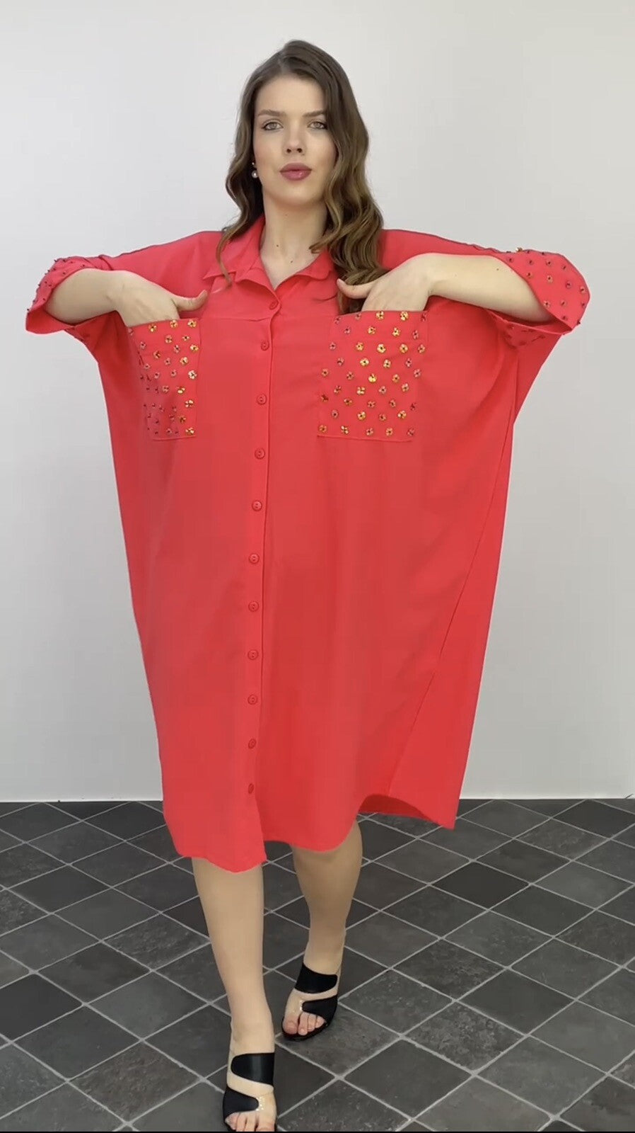 Darkwin Coral Oversized Dress Sz 24/1 Made in Turkey
