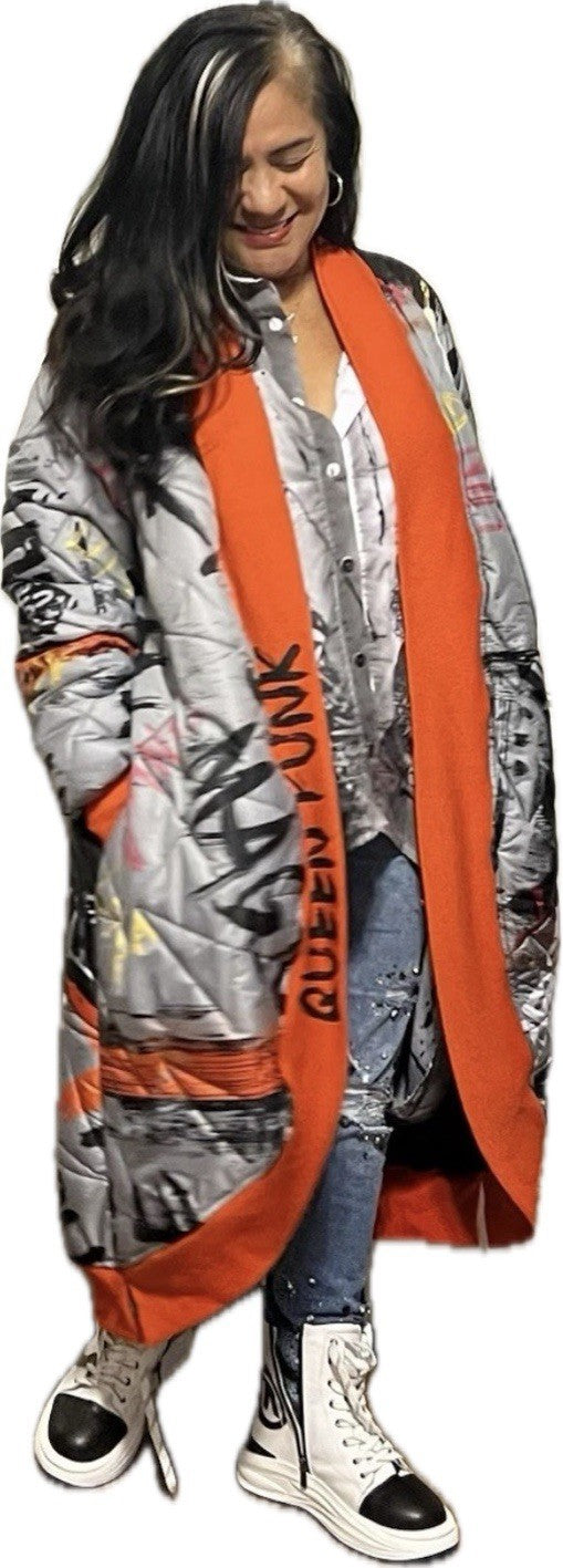 Edgy Punk Queen Coat XL Quilted Streetwear Made in Turkey