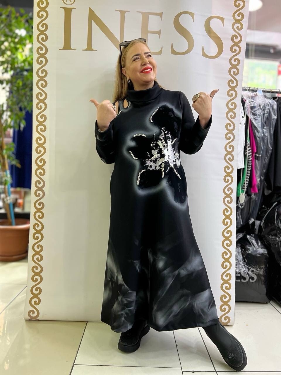 Rita Fink Dress Sz 18 | Made in Turkey Black Long Sleeve Maxi