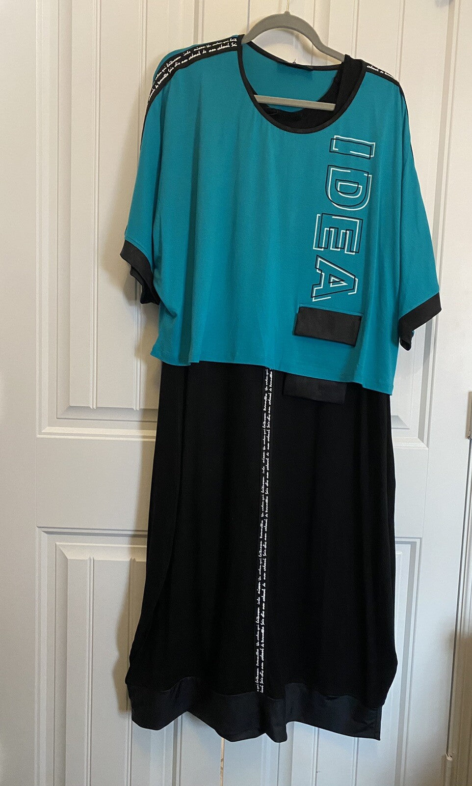 Maxlive Black Dress w/ Blue Top 2 Pcs Suit Sz 3XL Made In Turkey