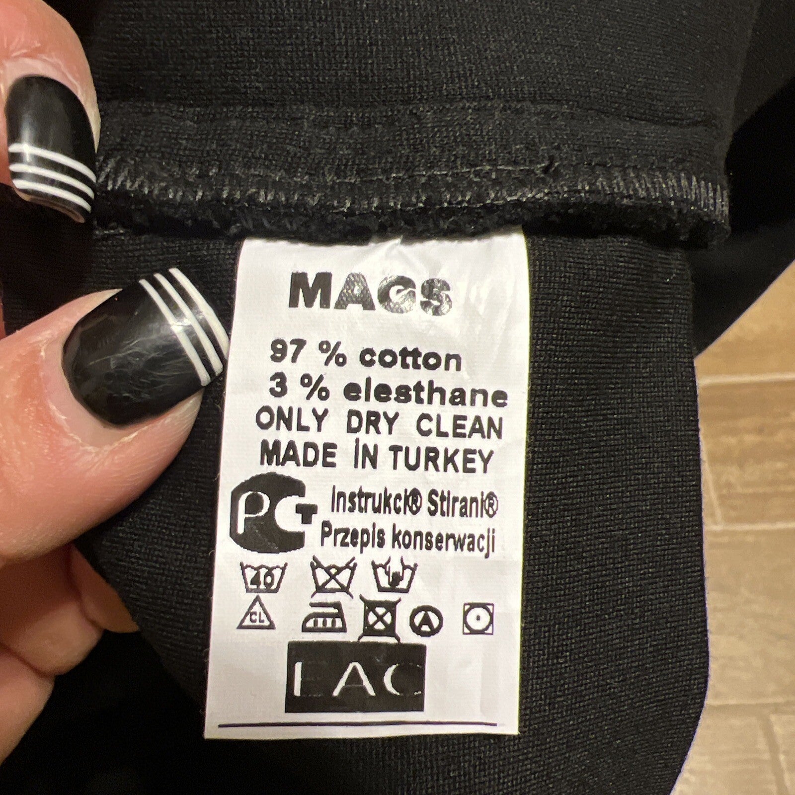 Mags Black Pants Sz 18/46 Stretch Slim Fit, Made In Turkey