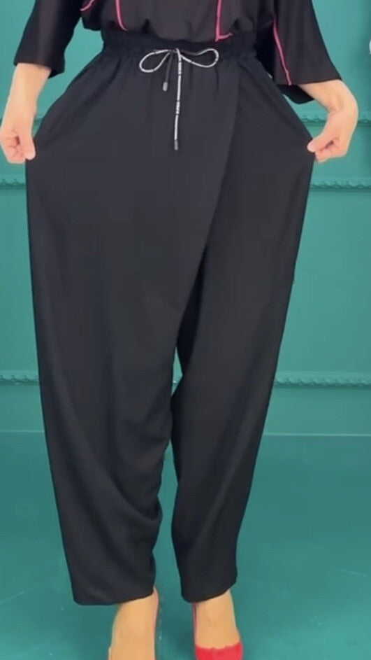 Darkwin Chic Draped Pants Sz 20/2, Effortless Style, Made in Turkey
