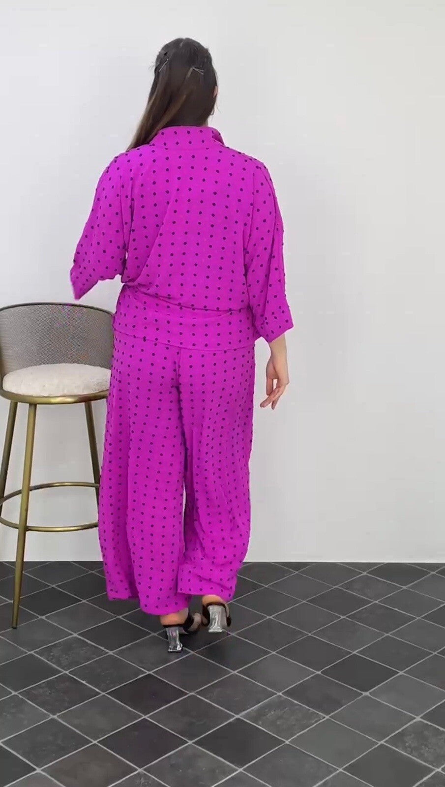 Darkwin 2 PCs Suit, Sz 20, Made In Turkey – Magenta Polka Dot Drawstring Set