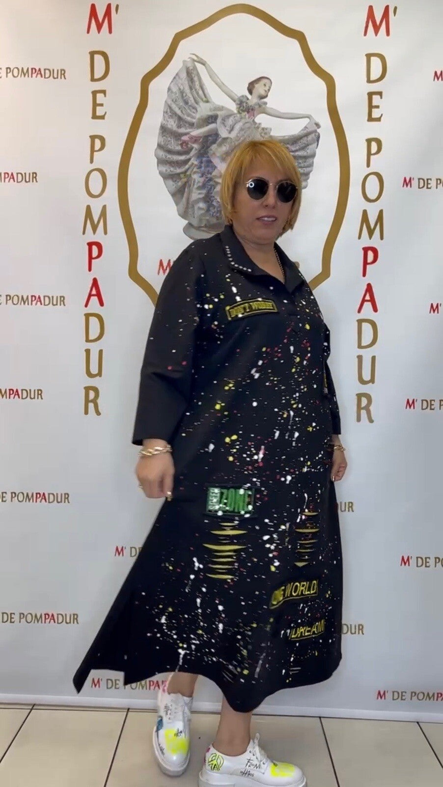 M’De Pompadur Splatter Art Dress Sz 24/5 Made in Turkey