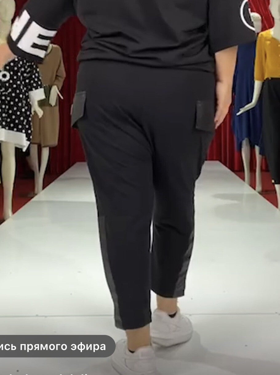 B-One Edgy Eco Leather Patch Pants Sz 16-18/46 Made in Turkey
