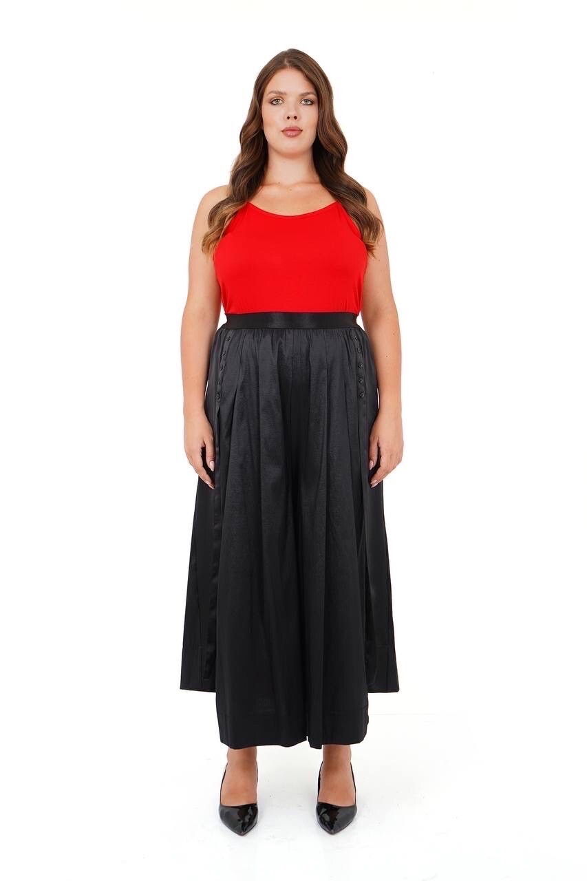 Darkwin Palazzo Pants Sz 18/1 Black Satin Wide Leg Made In Turkey