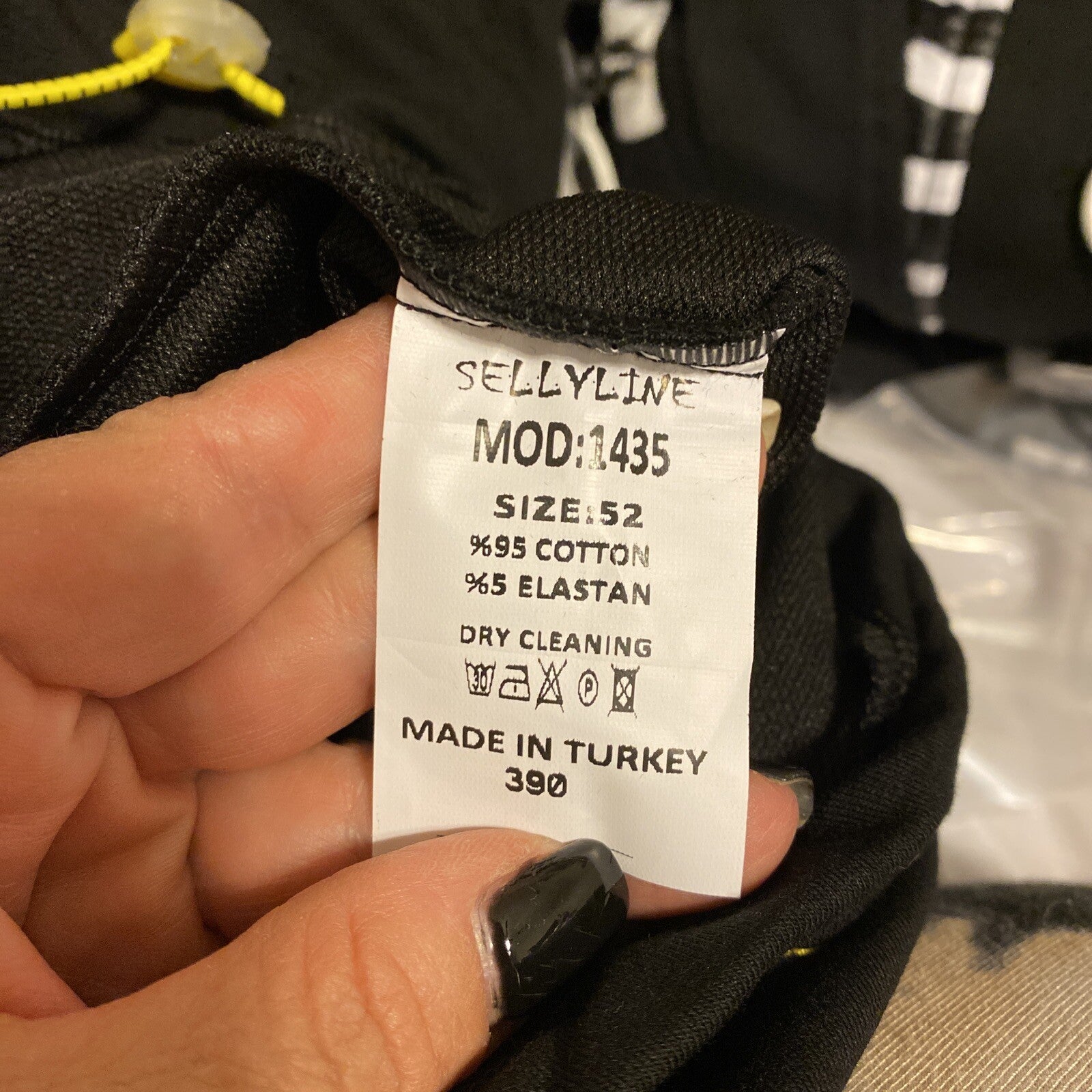 Selly 2 Pcs Suit, Black & Yellow Zip Jacket & Pants, Sz 22/52, Made In Turkey