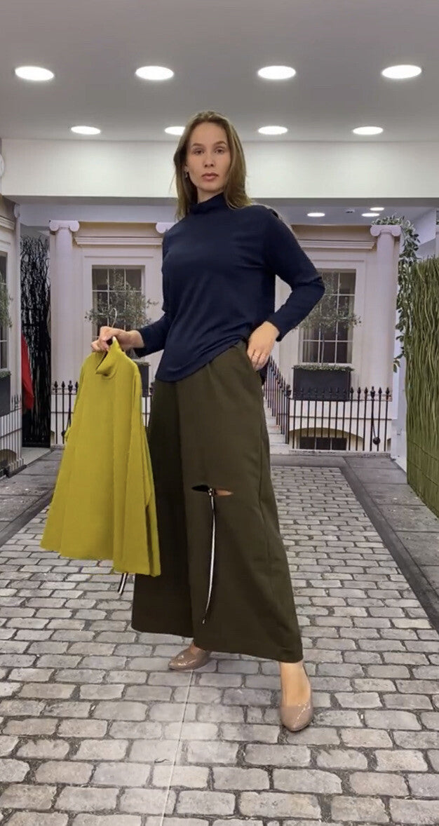 Darkwin Wide Leg Pants w/ Zipper Detail, Sz 22, Made In Turkey
