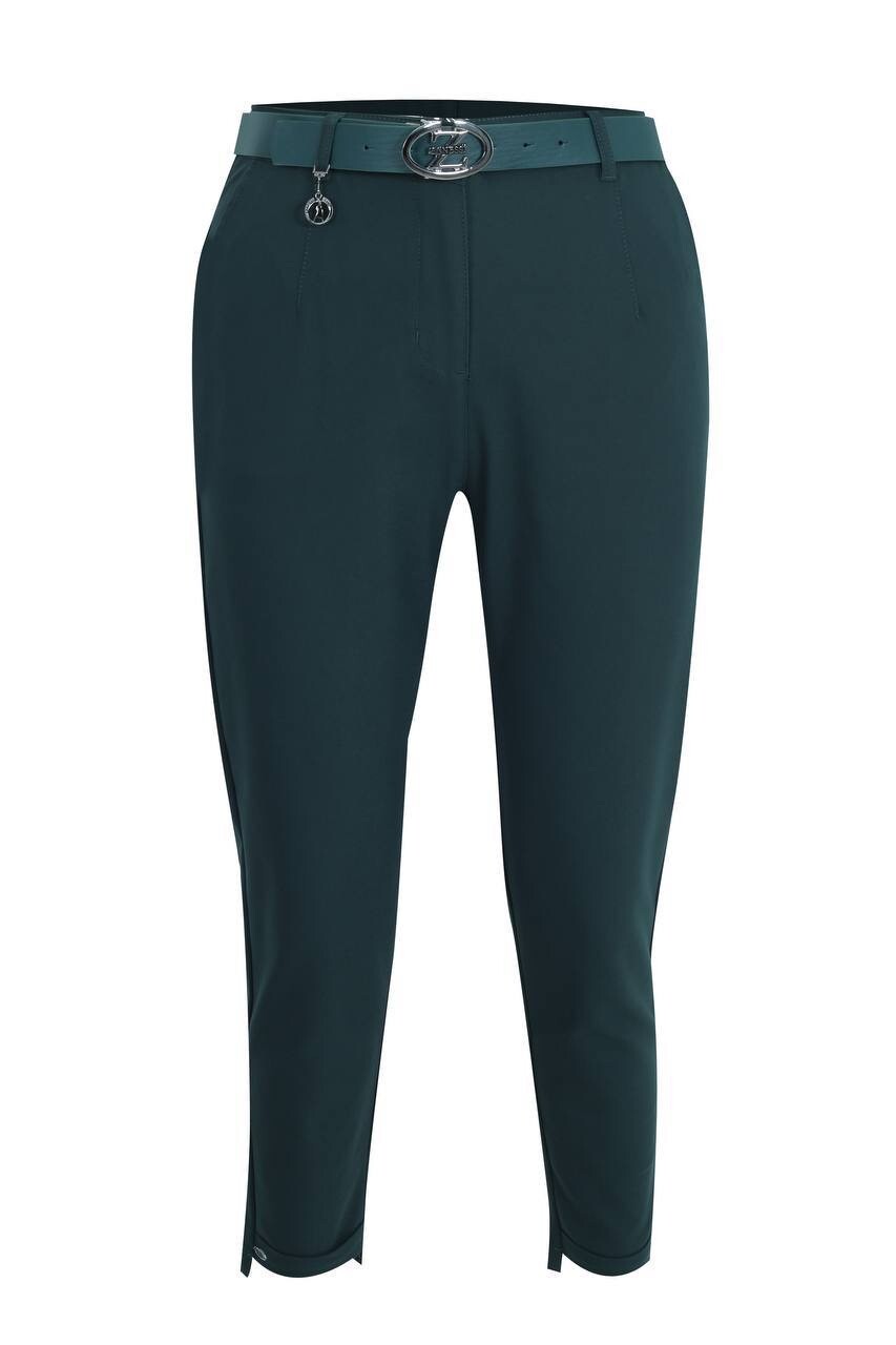 Zanessi Emerald Green Pants Sz 12/46 Belted Slim Fit Made In Turkey