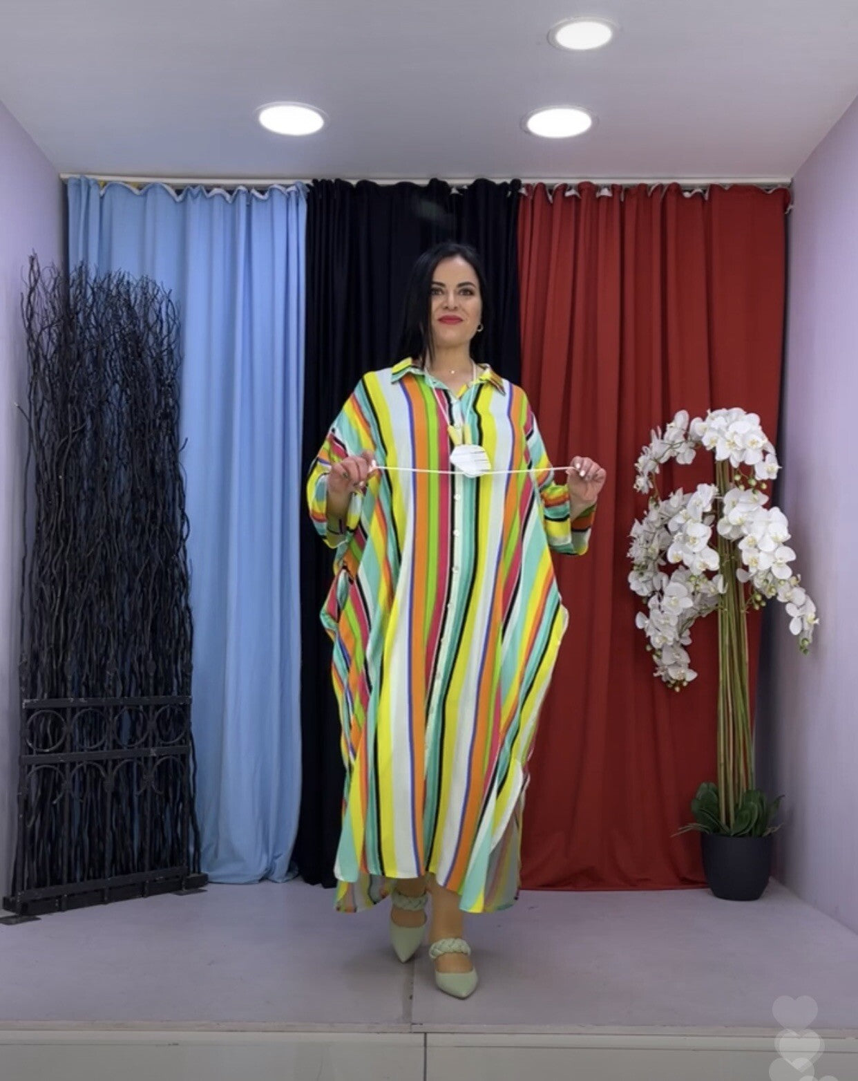 Darkwin Gorgeous Multicolor Striped Maxi Dress Sz 24/2 Made In Turkey
