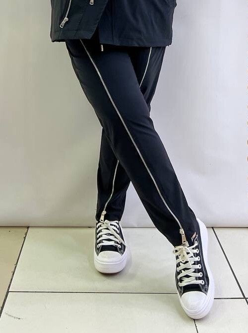 Selly Black Pants w/ Zippers Sz 22/54 Stretch Fit Made In Turkey