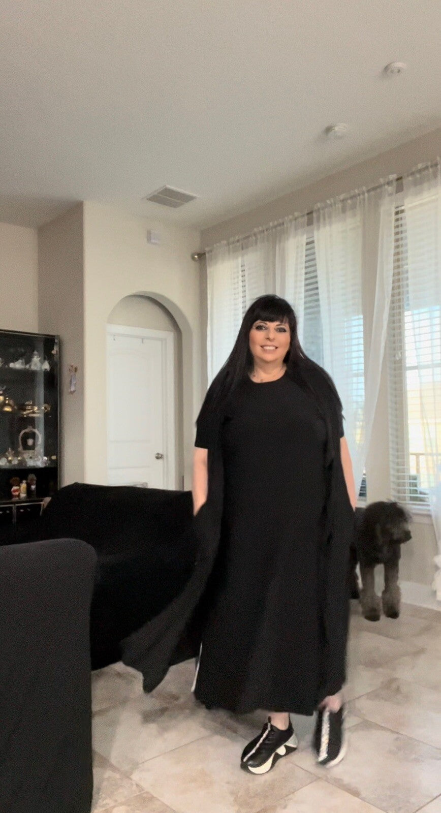 Darkwin Sport Chic Black Dress Sz 3XL Made In Turkey Casual Midi